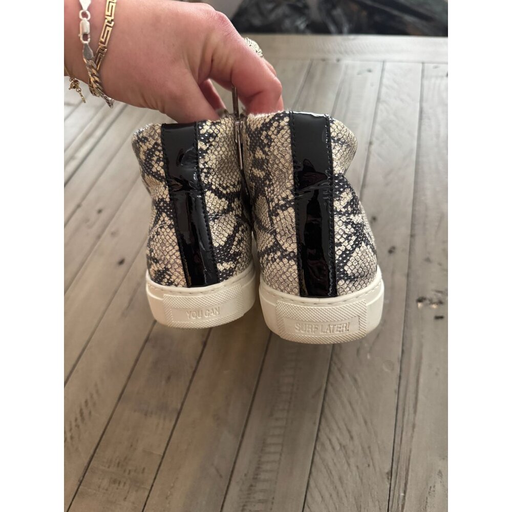 P448 Star High Top Sneakers Silver Python Snake L… - image 4